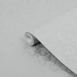 Next Majestic Damask Grey Metallic Effect Smooth Wallpaper