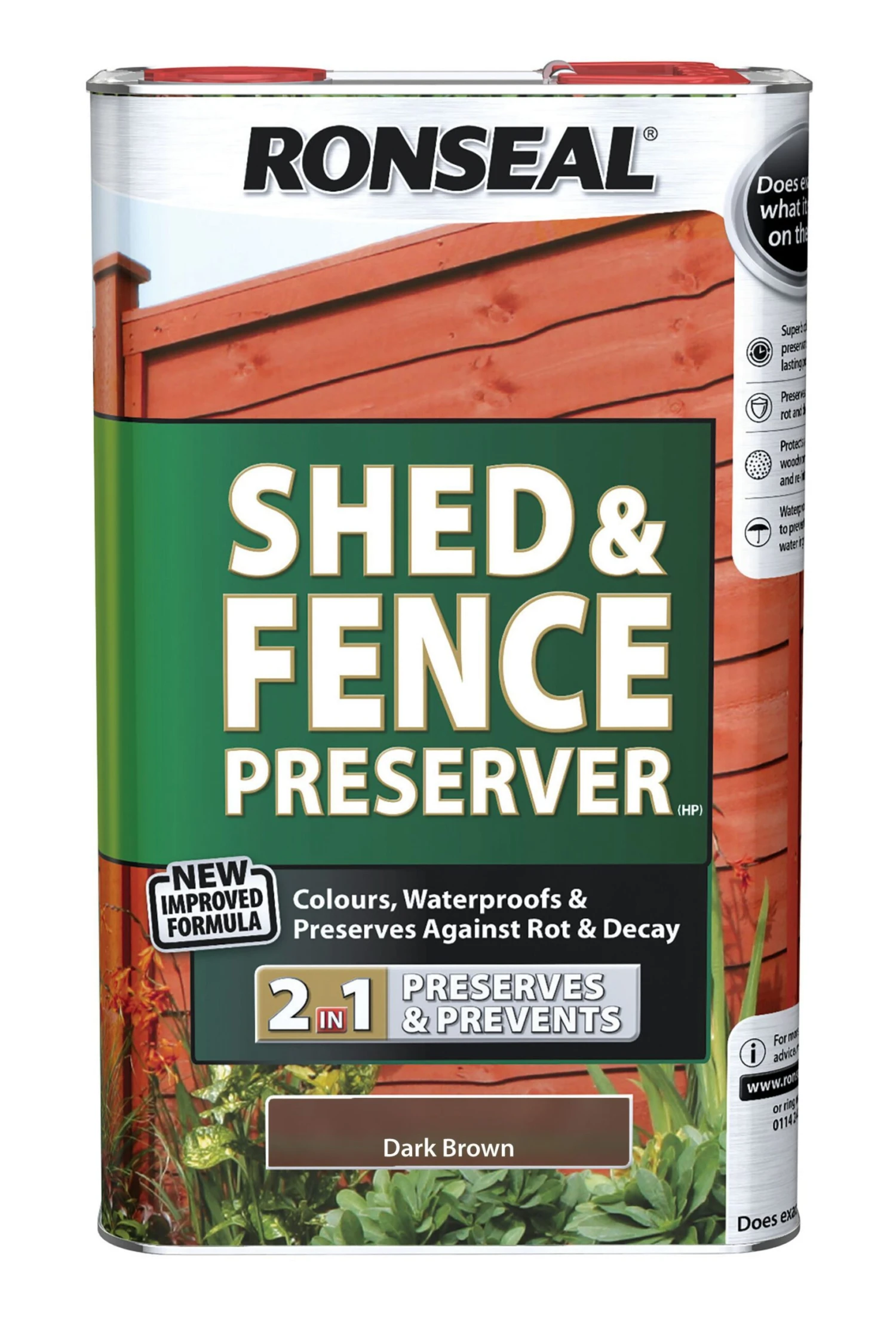 Ronseal Dark Brown Fence & Shed Preserver, 5L 3 Ronseal Dark Brown Fence & Shed Preserver, 5L
