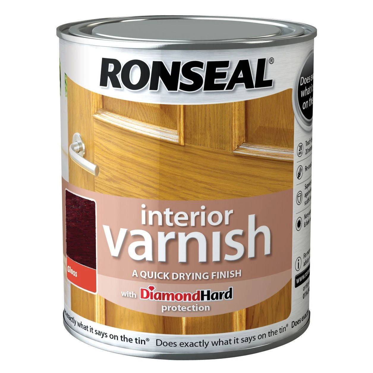 Ronseal Diamond Hard Deep Mahogany Gloss Wood Varnish, 0.75L 3 Ronseal Diamond Hard Deep Mahogany Gloss Wood Varnish, 0.75L