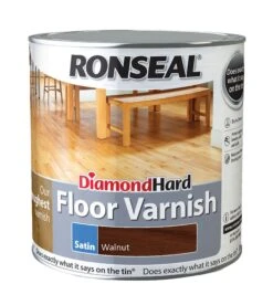 Ronseal Diamond Hard Walnut Satin Floor Wood Varnish, 2.5L