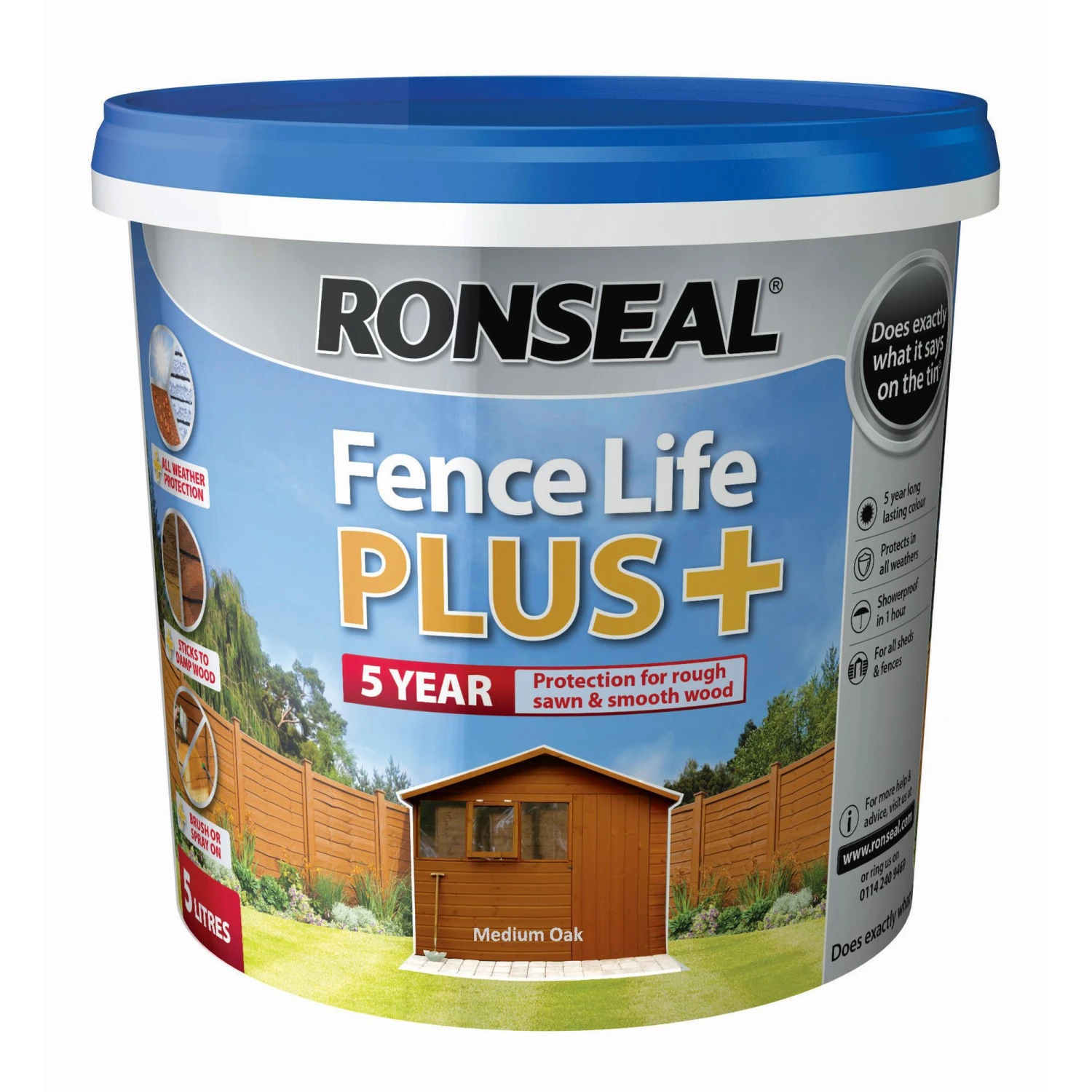 Ronseal Fence Life Plus Medium Oak Matt Fence & Shed Treatment, 5L 3 Ronseal Fence Life Plus Medium Oak Matt Fence & Shed Treatment, 5L