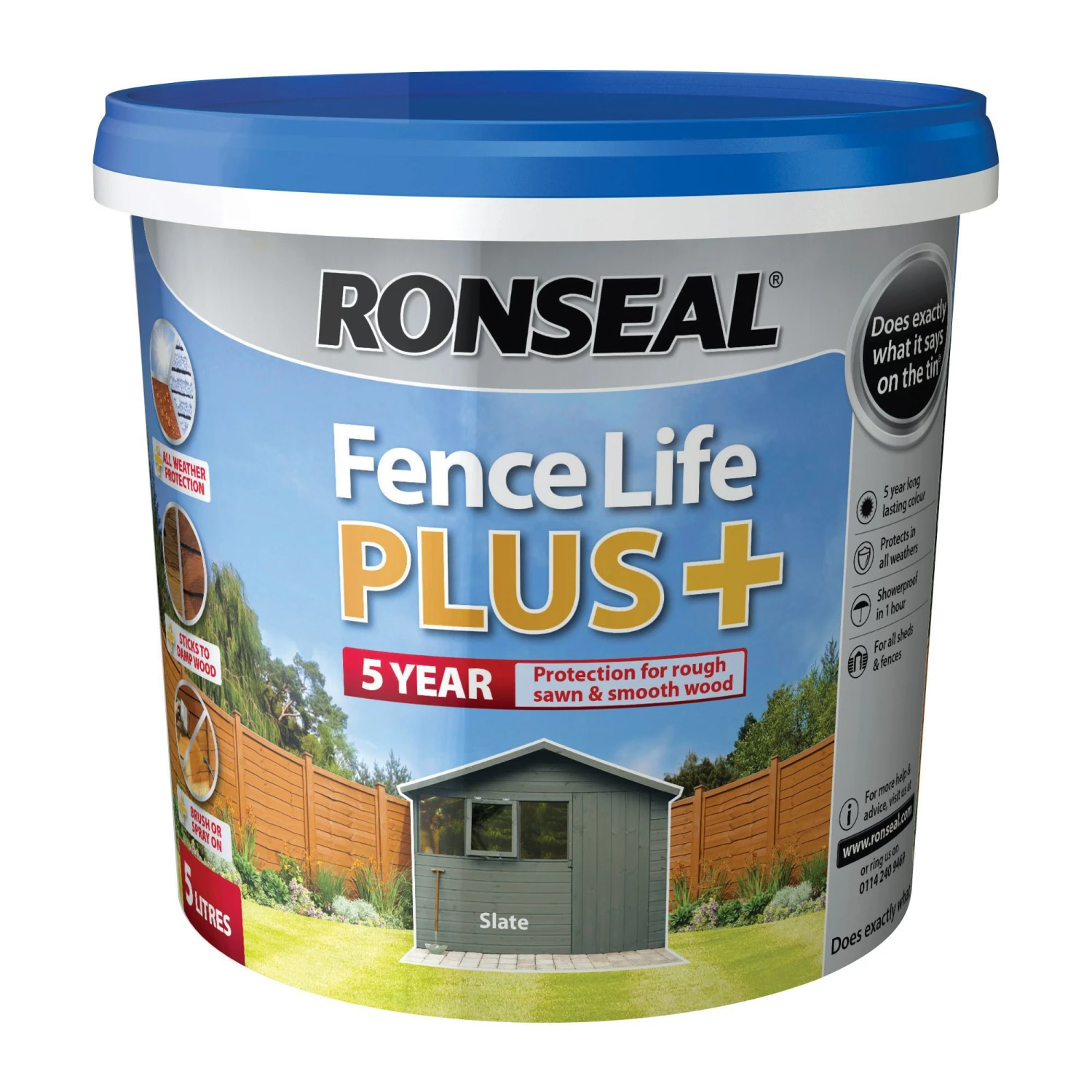 Ronseal Fence Life Plus Slate Matt Fence & Shed Treatment, 5L 3 Ronseal Fence Life Plus Slate Matt Fence & Shed Treatment, 5L
