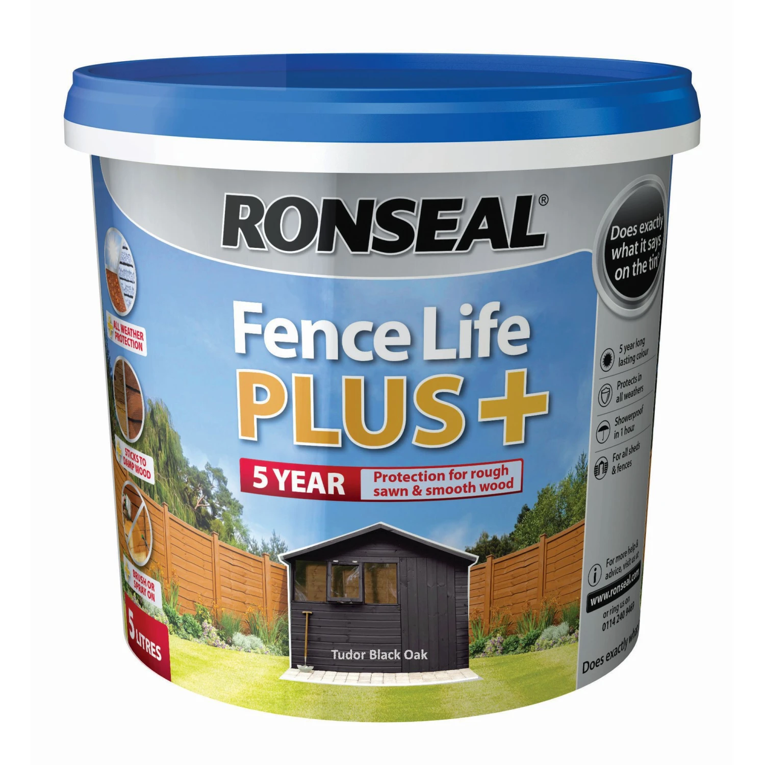 Ronseal Fence Life Plus Tudor Black Oak Matt Fence & Shed Treatment, 5L 3 Ronseal Fence Life Plus Tudor Black Oak Matt Fence & Shed Treatment, 5L