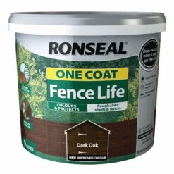Ronseal One Coat Fence Life Dark Oak Matt Fence & Shed Treatment, 9L