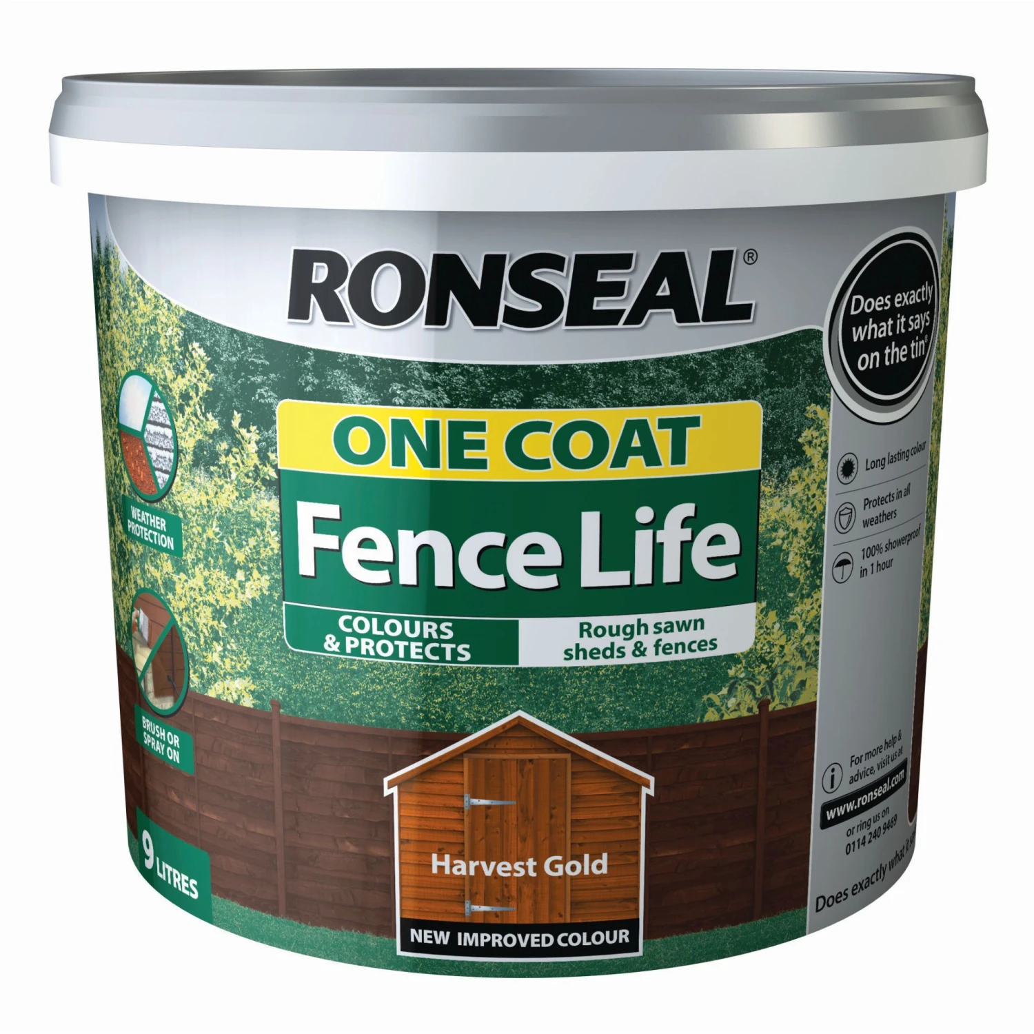 Ronseal One Coat Fence Life Harvest Gold Matt Fence & Shed Treatment, 9L 3 Ronseal One Coat Fence Life Harvest Gold Matt Fence & Shed Treatment, 9L