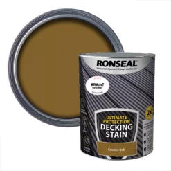 Ronseal Ultimate Protection Country Oak Matt Decking Wood Stain, 5L