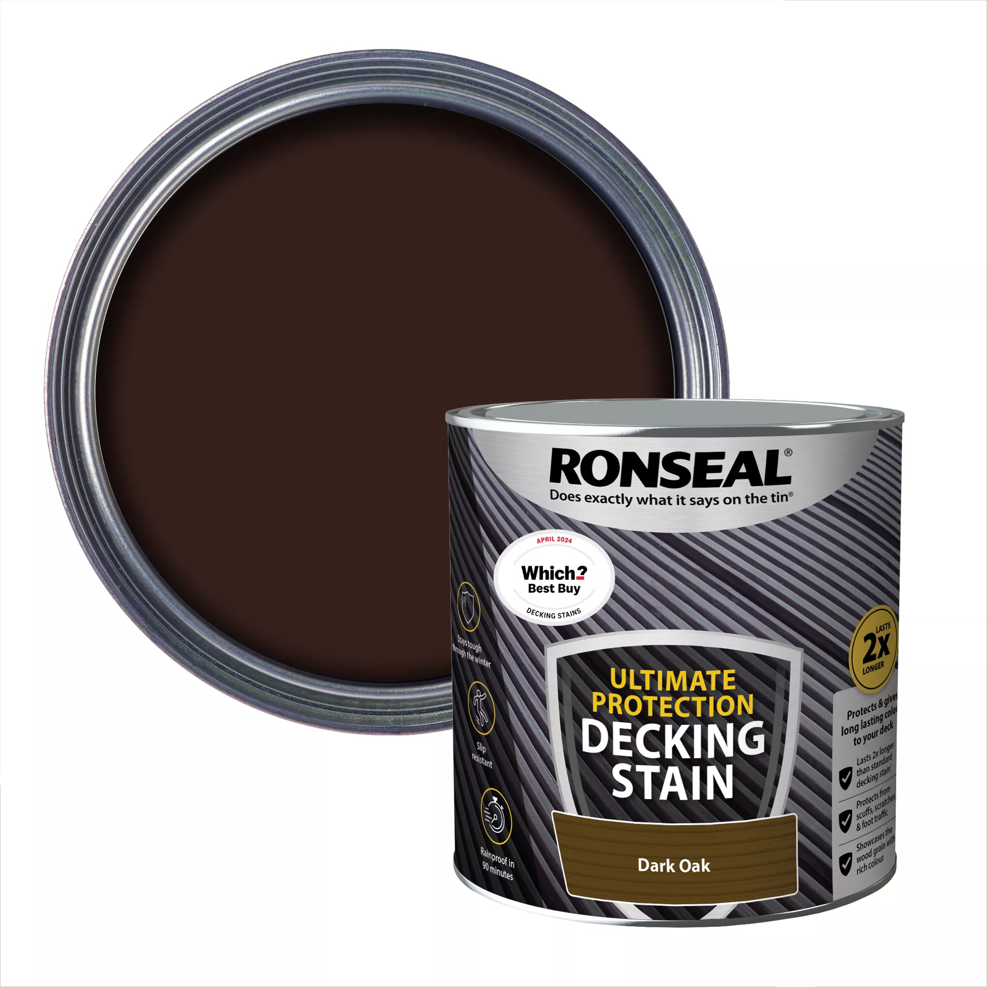Ronseal Ultimate Protection Dark Oak Matt Decking Wood Stain, 2.5L 3 Ronseal Ultimate Protection Dark Oak Matt Decking Wood Stain, 2.5L