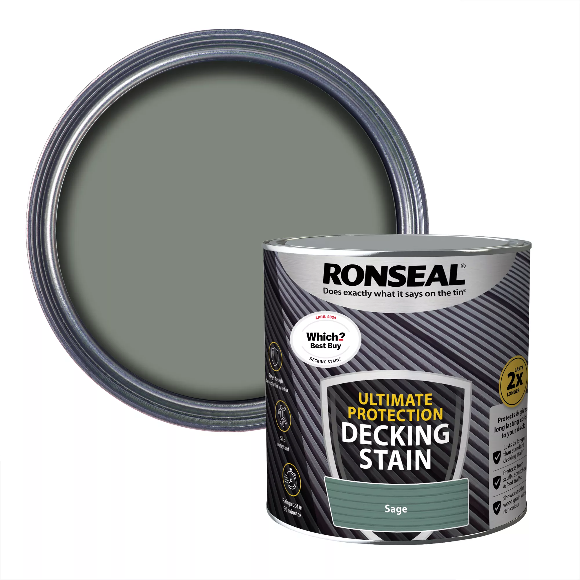 Ronseal Ultimate Protection Sage Matt Decking Wood Stain, 2.5L 3 Ronseal Ultimate Protection Sage Matt Decking Wood Stain, 2.5L