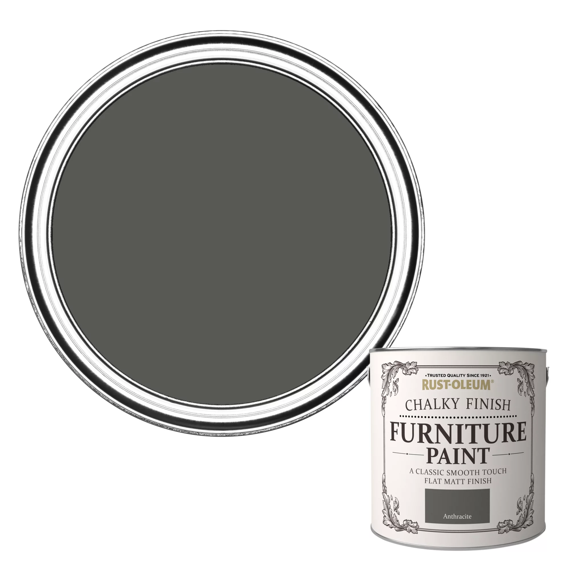 Rust-Oleum Anthracite Flat Matt Furniture Paint, 2.5L 3 Rust-Oleum Anthracite Flat Matt Furniture Paint, 2.5L