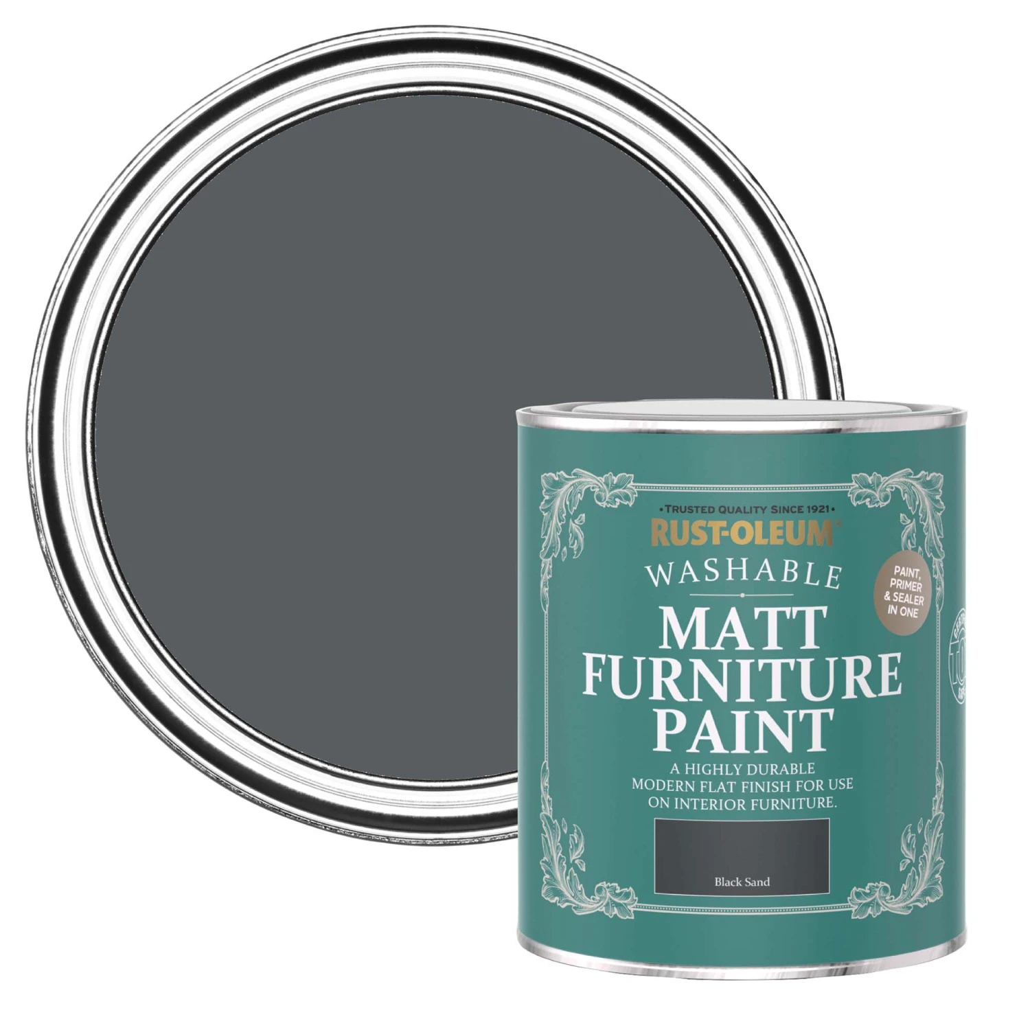 Rust-Oleum Black Sand Matt Furniture Paint, 750ml 3 Rust-Oleum Black Sand Matt Furniture Paint, 750ml