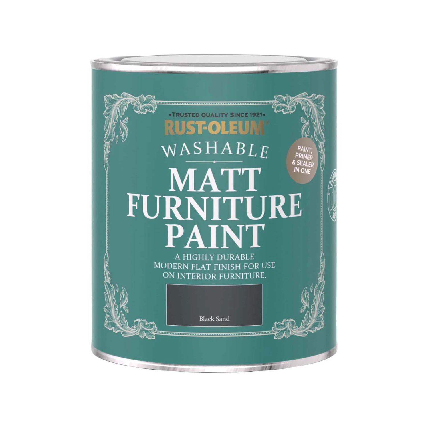 Rust-Oleum Black Sand Matt Furniture Paint, 750ml 4 Rust-Oleum Black Sand Matt Furniture Paint, 750ml - Image 2