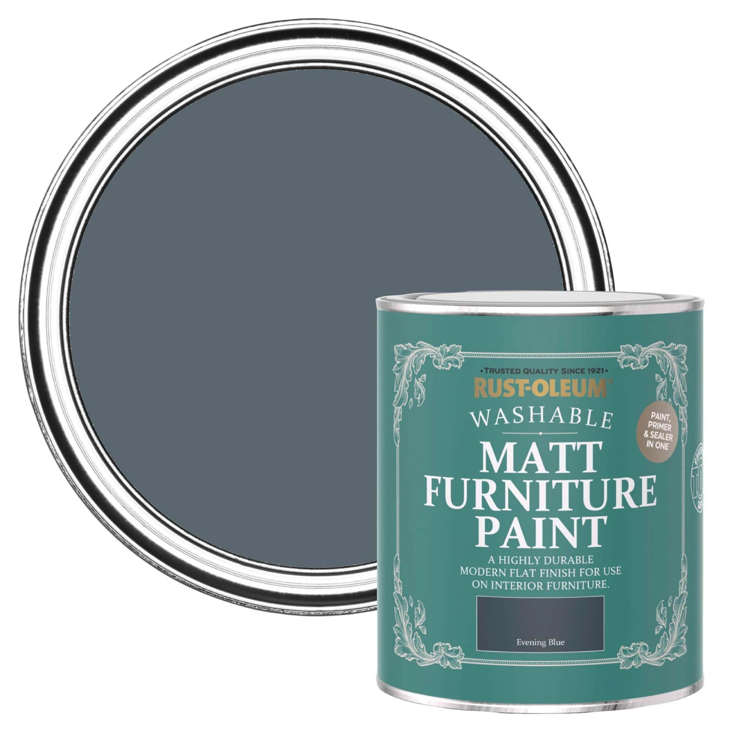 Rust-Oleum Evening Blue Matt Furniture Paint, 750ml 3 Rust-Oleum Evening Blue Matt Furniture Paint, 750ml