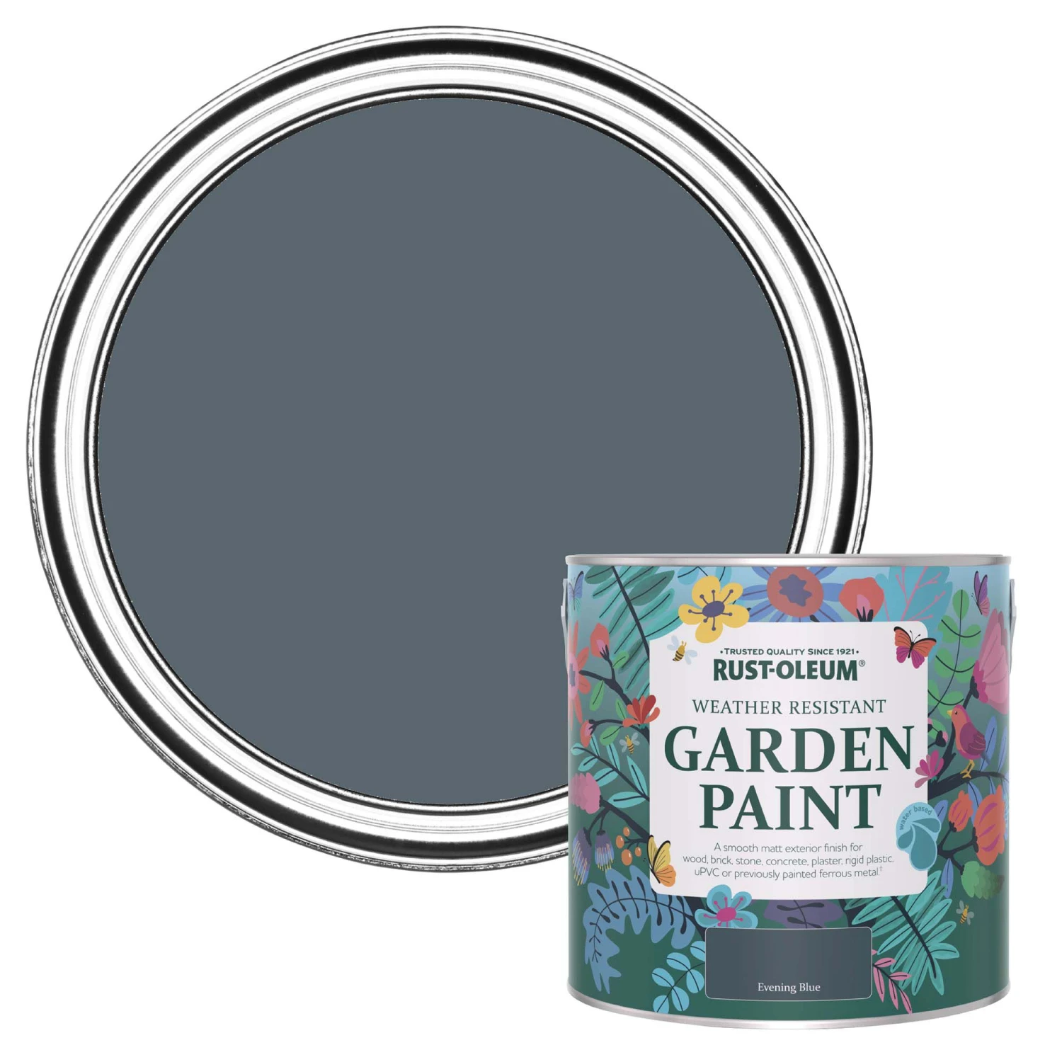 Rust-Oleum Garden Paint Evening Blue Matt Multi-surface Garden Paint, 2.5L Tin 3 Rust-Oleum Garden Paint Evening Blue Matt Multi-surface Garden Paint, 2.5L Tin