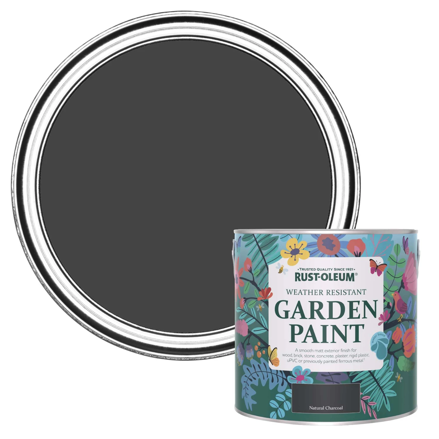Rust-Oleum Garden Paint Natural Charcoal Matt Multi-surface Garden Paint, 2.5L Tin 3 Rust-Oleum Garden Paint Natural Charcoal Matt Multi-surface Garden Paint, 2.5L Tin