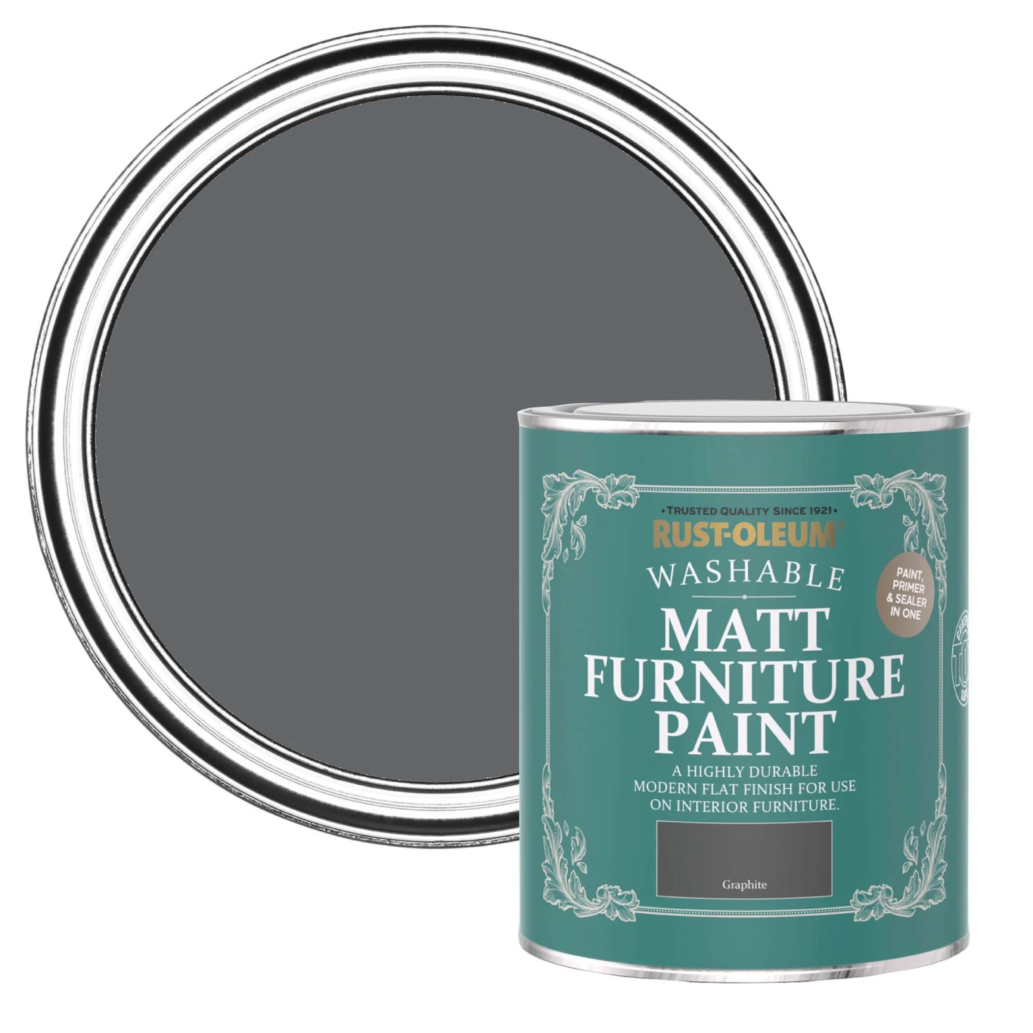 Rust-Oleum Graphite Matt Furniture Paint, 750ml 3 Rust-Oleum Graphite Matt Furniture Paint, 750ml