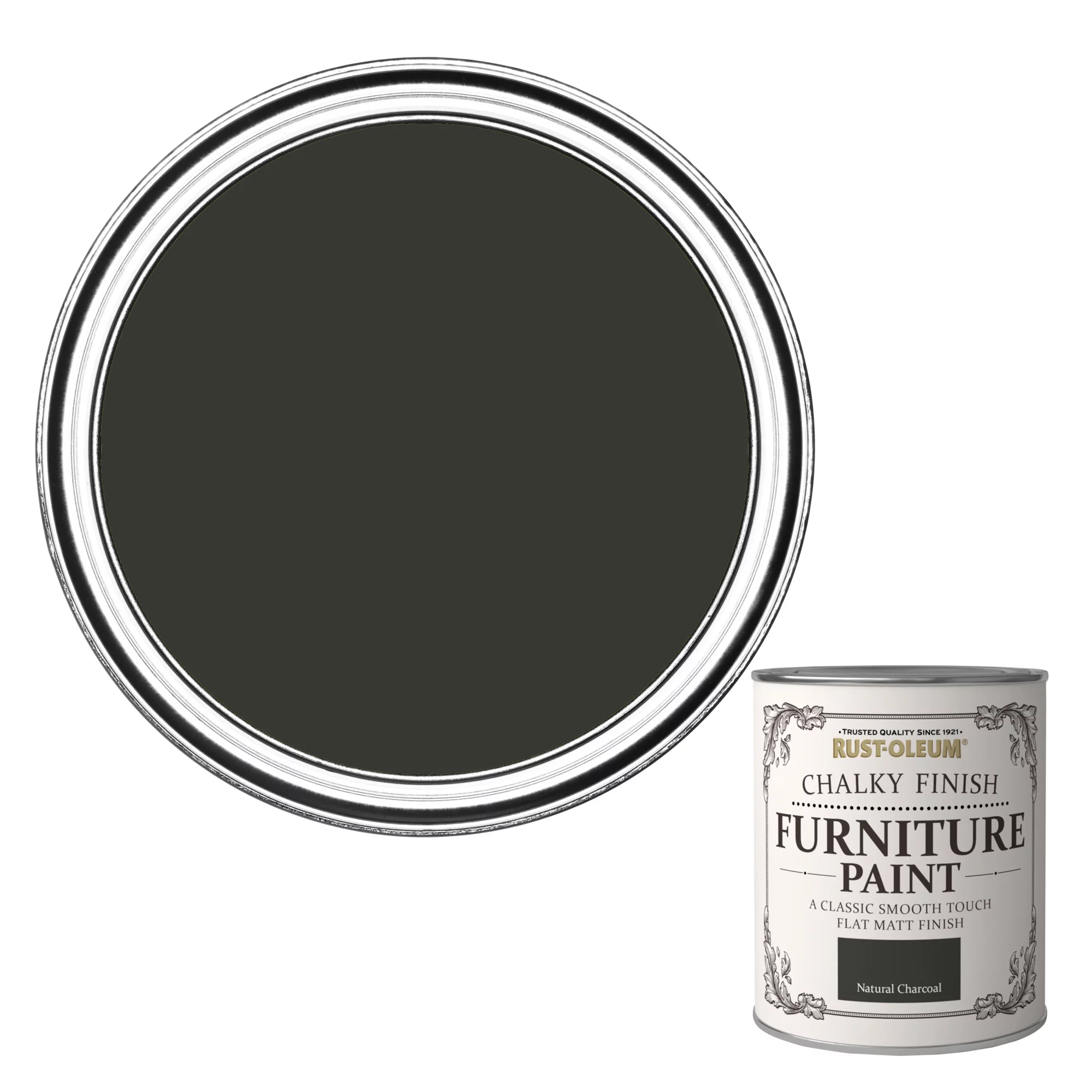 Rust-Oleum Natural Charcoal Flat Matt Furniture Paint, 750ml 3 Rust-Oleum Natural Charcoal Flat Matt Furniture Paint, 750ml