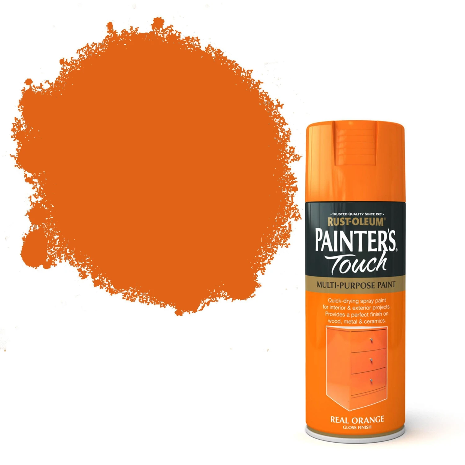 Rust-Oleum Painter's Touch Real Orange Gloss Multi-surface Decorative Spray Paint, 400ml 3 Rust-Oleum Painter's Touch Real Orange Gloss Multi-surface Decorative Spray Paint, 400ml