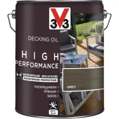 V33 High Performance Grey UV Resistant Decking Wood Oil, 5L 11 V33 High Performance Grey UV Resistant Decking Wood Oil, 5L -Hammerite Store v33 high performance grey uv resistant decking wood oil 5l3153895164436 03c