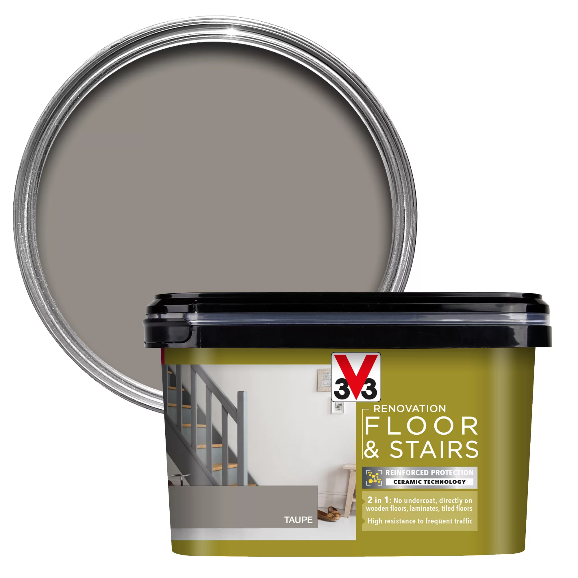 V33 High Performance Taupe Satinwood Floor & Stair Paint, 2L 3 V33 High Performance Taupe Satinwood Floor & Stair Paint, 2L