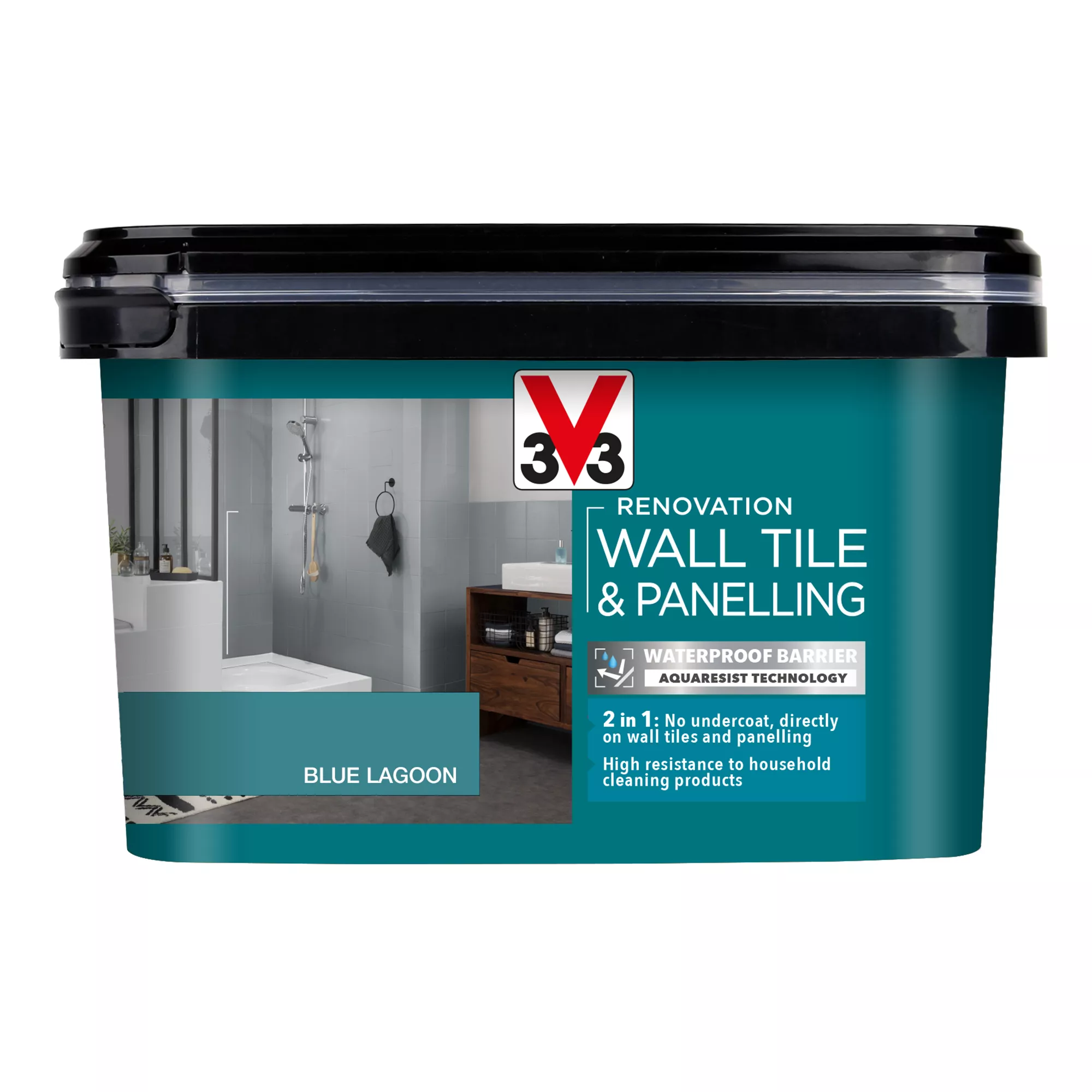 V33 Renovation Blue Lagoon Satinwood Wall Tile & Panelling Paint, 2L 4 V33 Renovation Blue Lagoon Satinwood Wall Tile & Panelling Paint, 2L - Image 2