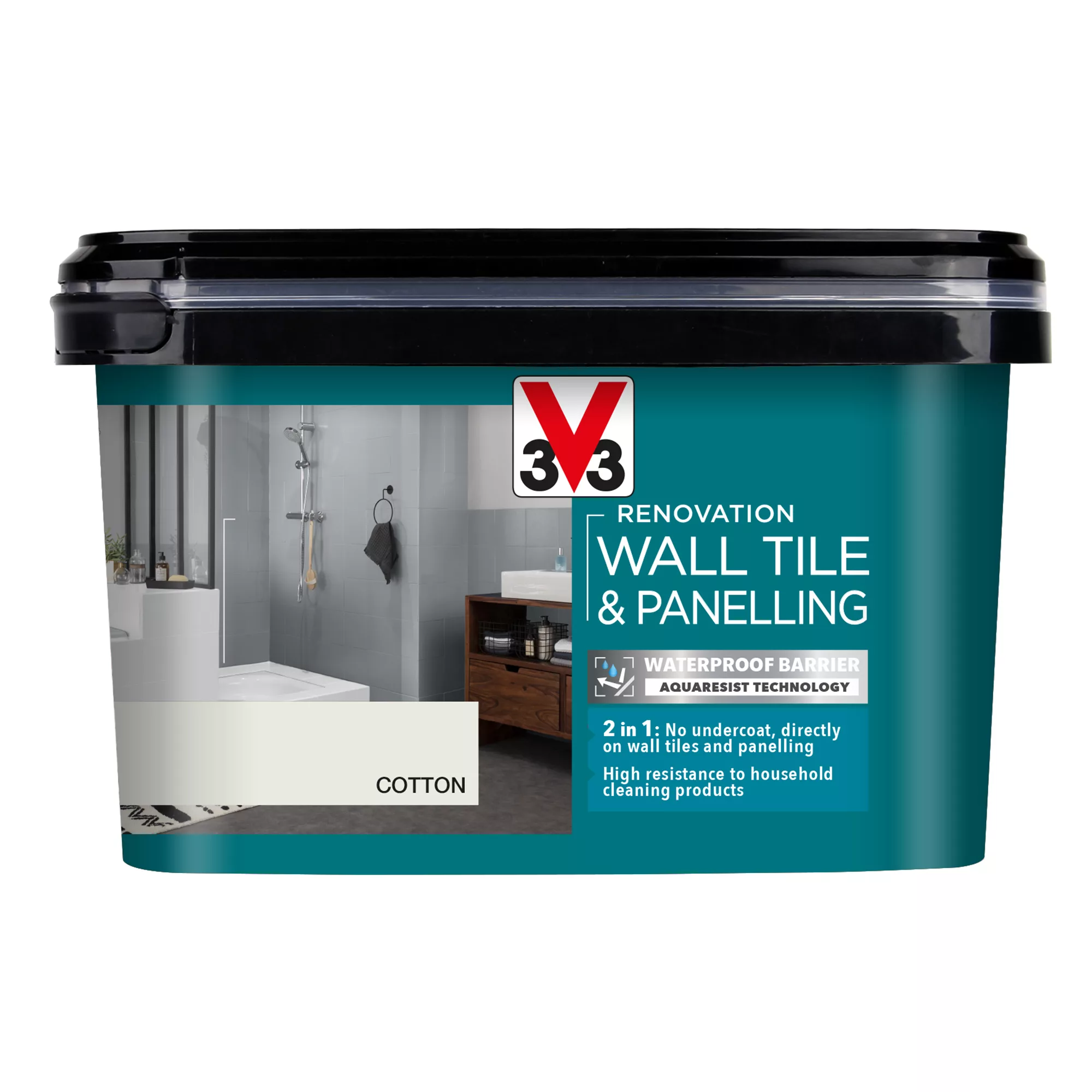 V33 Renovation Cotton Satin Wall Tile & Panelling Paint, 2L 4 V33 Renovation Cotton Satin Wall Tile & Panelling Paint, 2L - Image 2