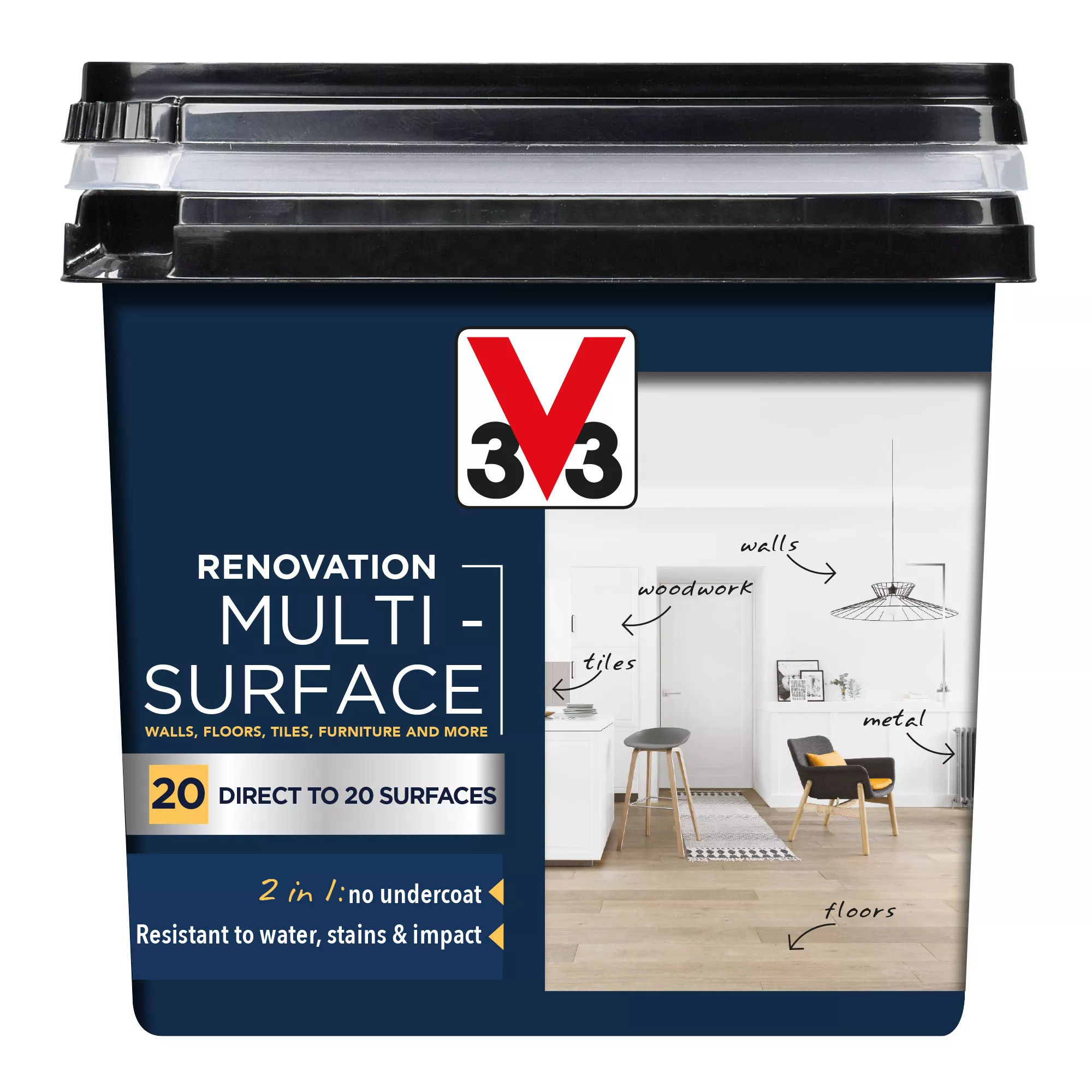 V33 Renovation Pebble Grey Satinwood Multi-surface Paint, 750ml 4 V33 Renovation Pebble Grey Satinwood Multi-surface Paint, 750ml - Image 2