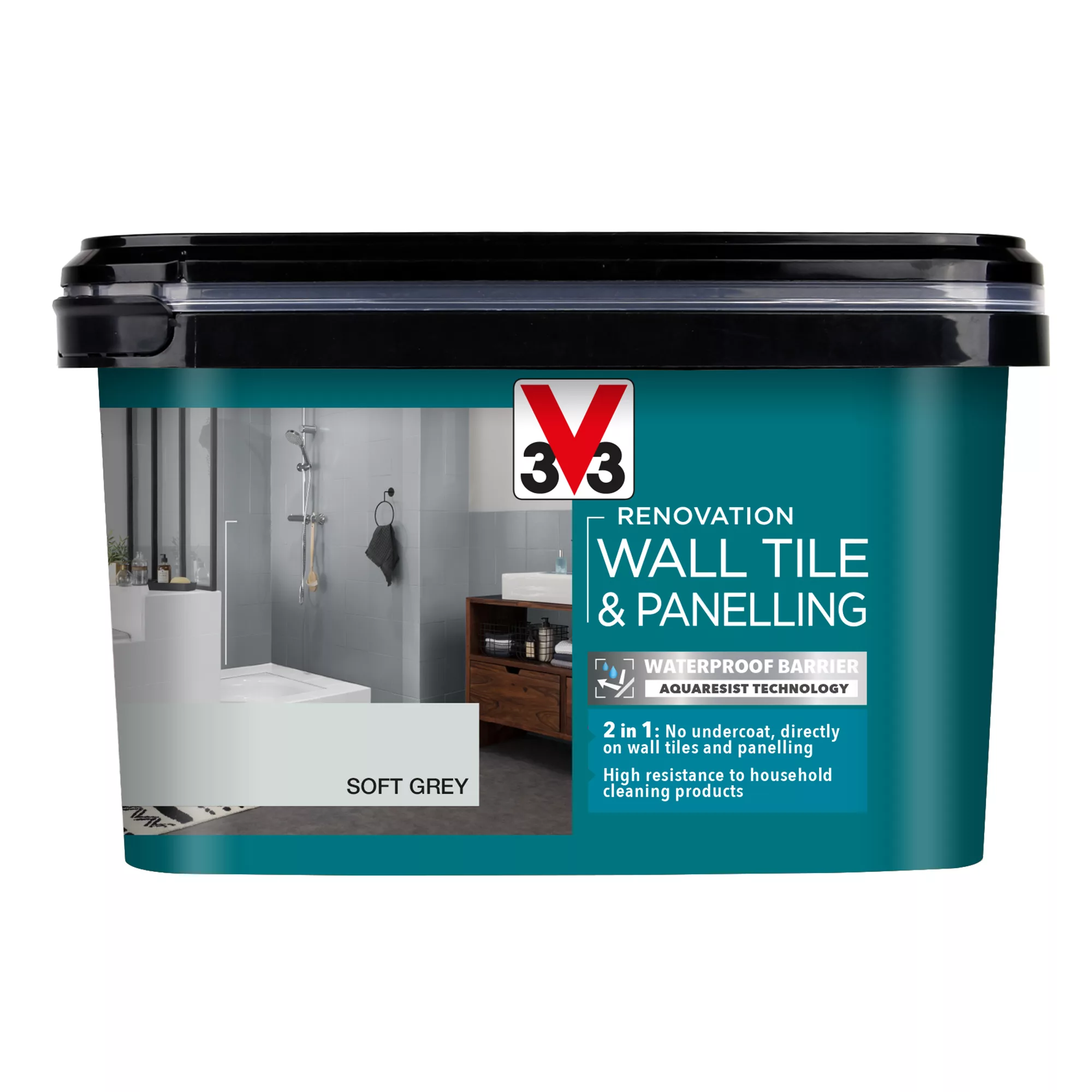 V33 Renovation Soft Grey Satinwood Wall Tile & Panelling Paint, 2L 4 V33 Renovation Soft Grey Satinwood Wall Tile & Panelling Paint, 2L - Image 2